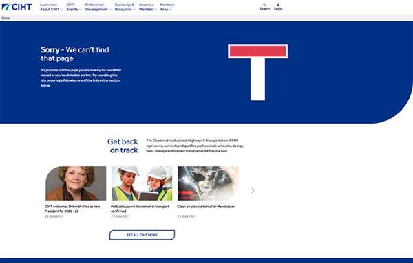 CIHT 404 or Broken link page
