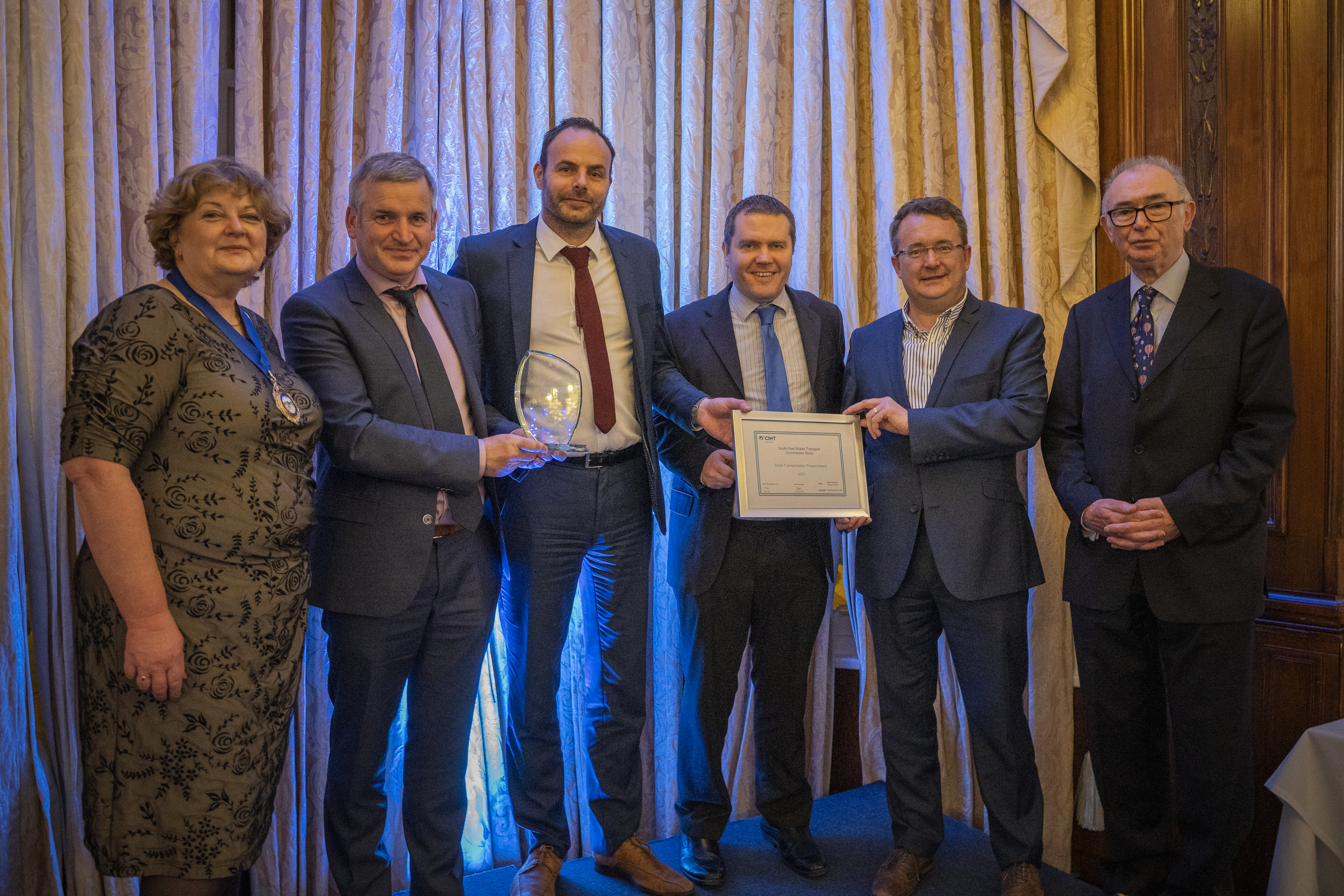 To collect their certificate were representatives from Welsh Government, N&MWTRA, WSP and Jones Bros (Ruthin) Ltd.