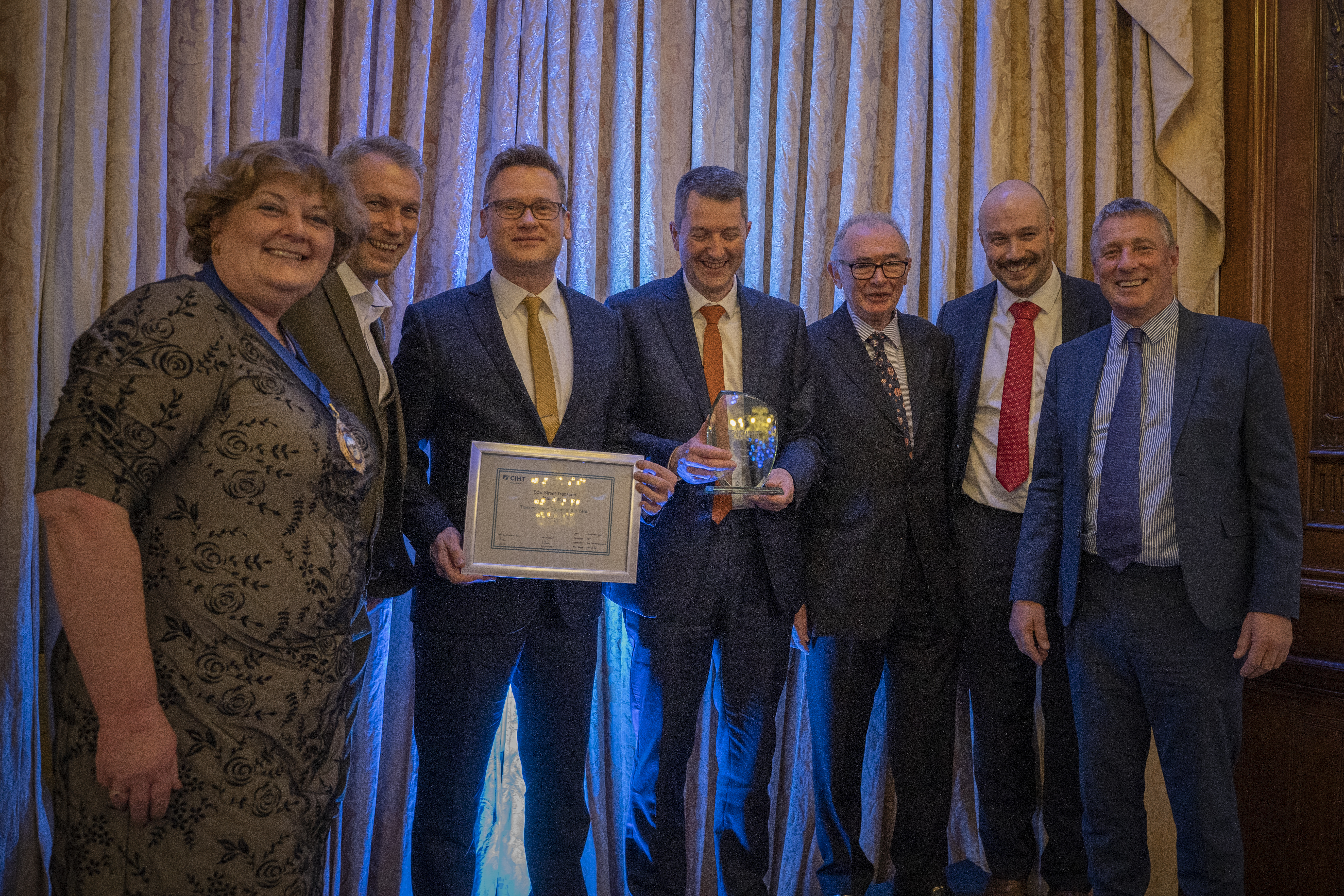 The award was collected by representatives from Transport for Wales, WSP, Network Rail and Alun Griffiths Contractors Ltd.