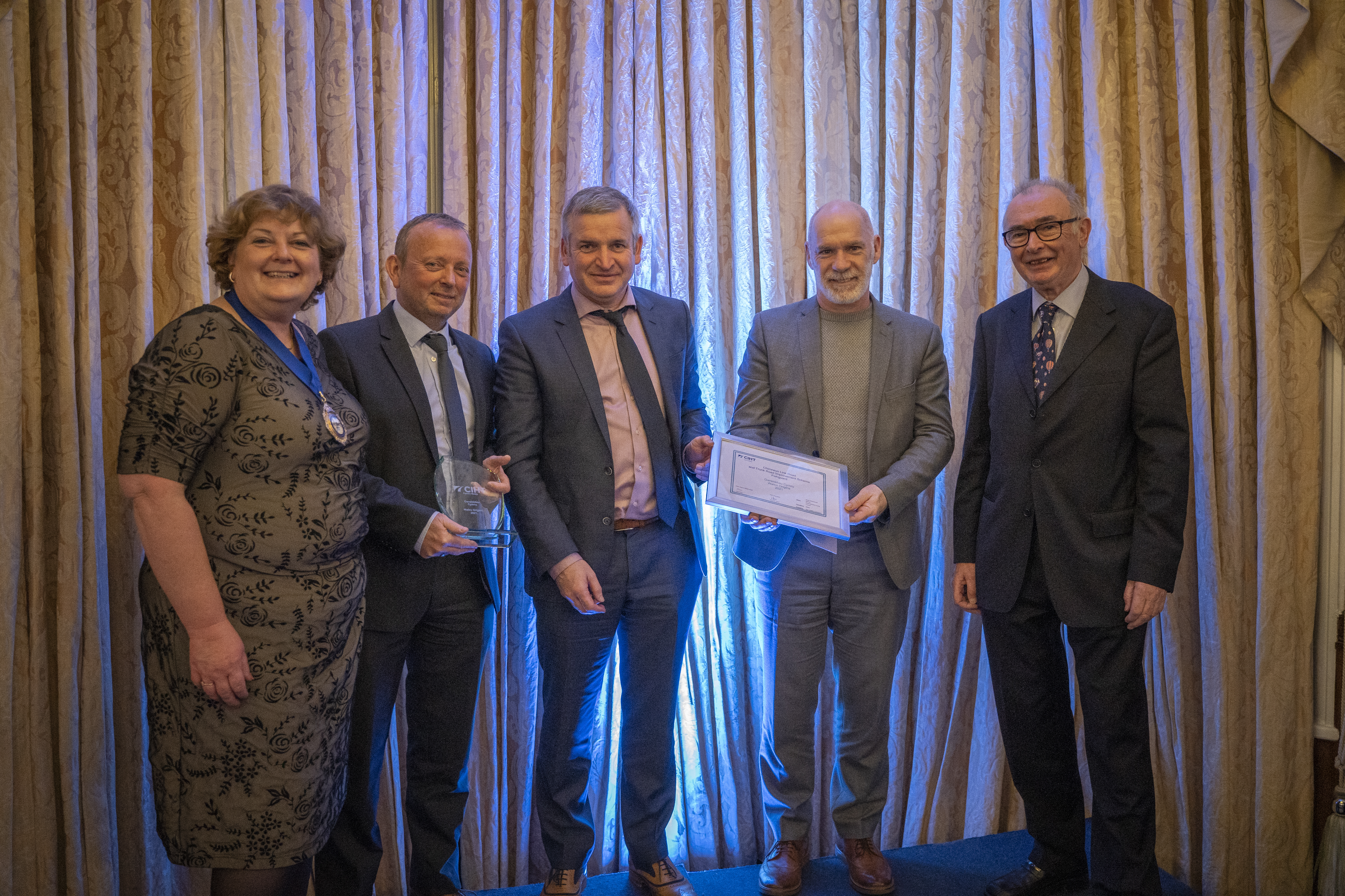 The award was collected by representatives from Welsh Government, SWTRA, Pembrokeshire CC, Atkins and Alun Griffiths Contractors Ltd.
