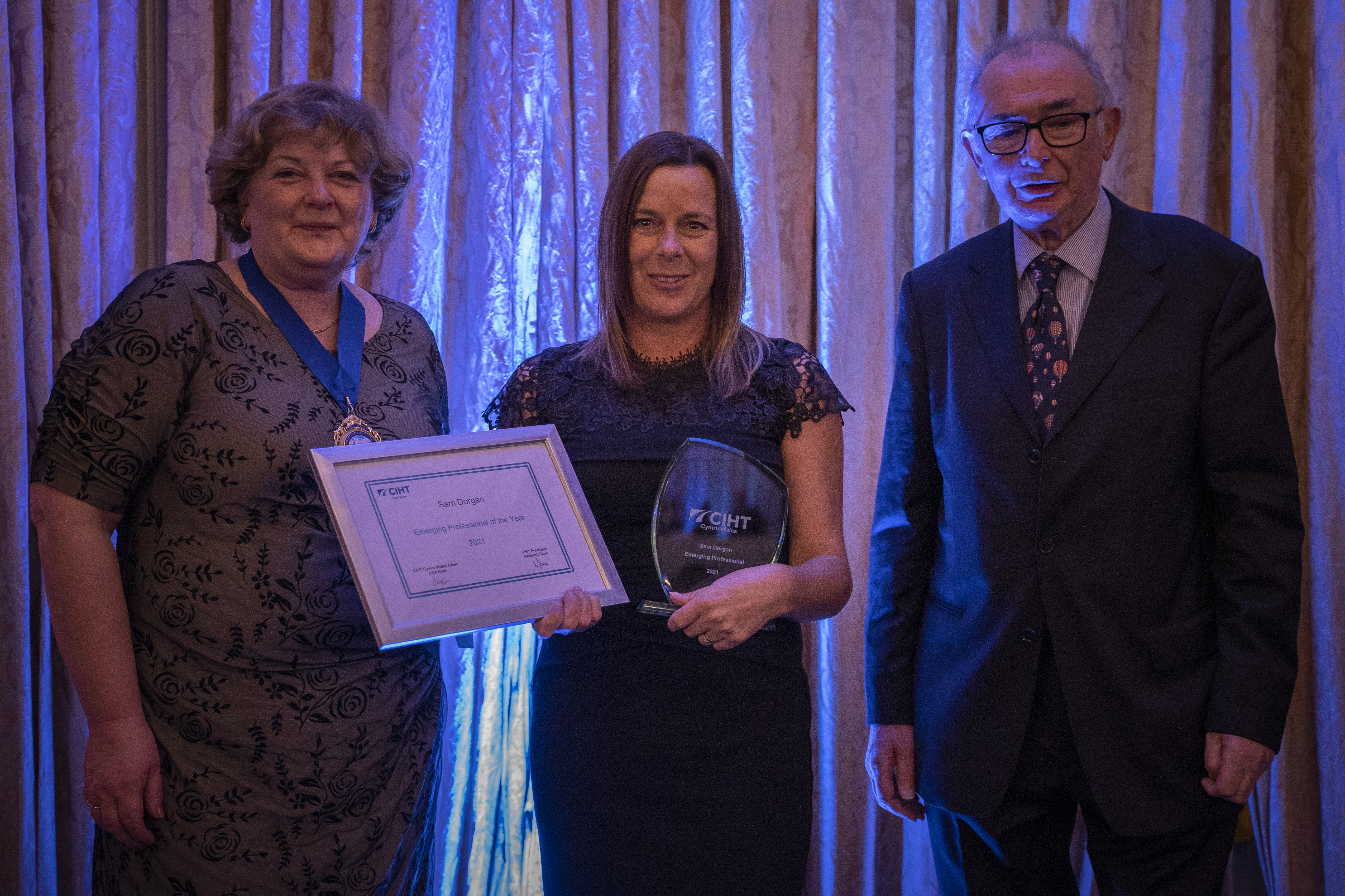The award was collected by Kelly Croke of WSP on Sam’s behalf.