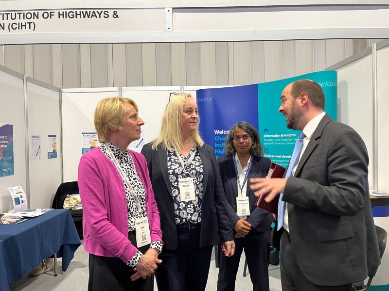 Photo of CIHT's CEO sue Percy, President Karen McShane, Director of Policy & Technical Affairs Antoneta Horbury and Minister for Roads and Local Transport Richard Holden.