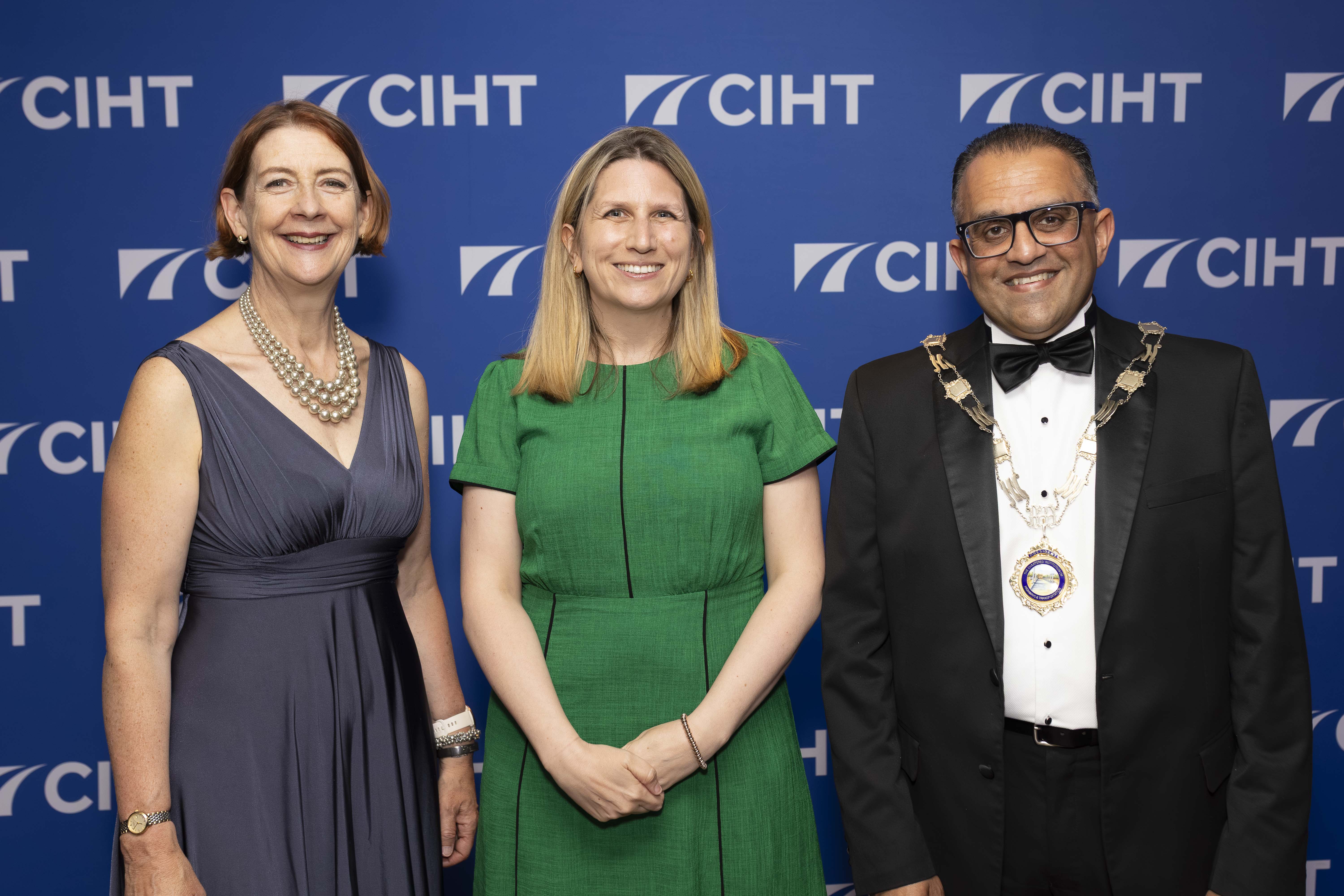 Antonia Williams pictured with Kate Carpenter (CIHT Vice - President) and Mitesh Solanki (CIHT President 25/26).